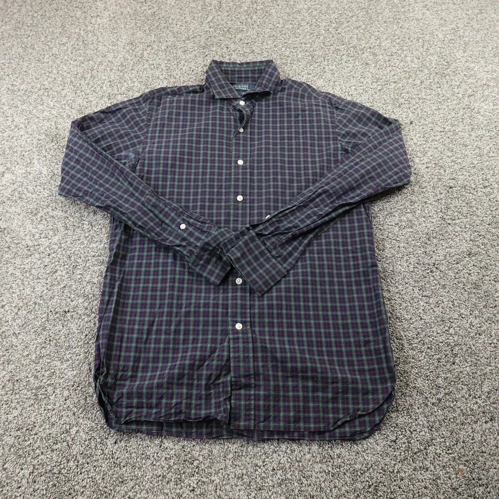 VTG Polo Ralph Lauren Shirt Mens M 15.5 Blackwatch Tartan Plaid Estate Button Up